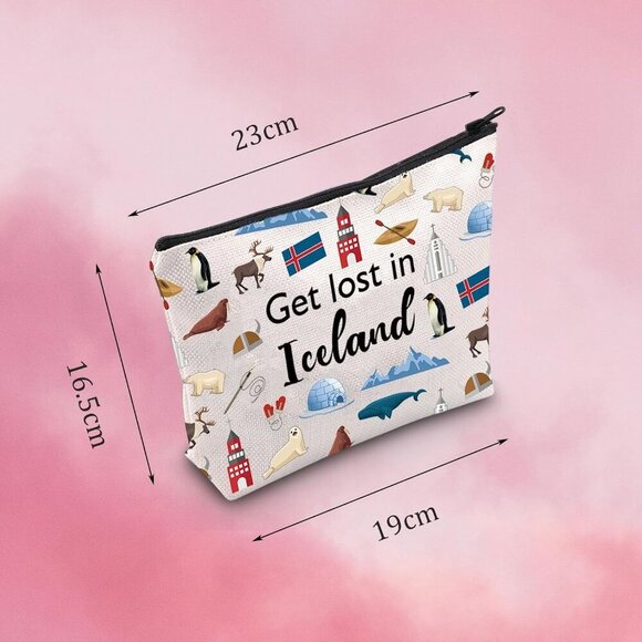 Iceland Travel Gift Get Lost in Iceland Cosmetic Bag for Iceland Traveler Gift W - Picture 2 of 7
